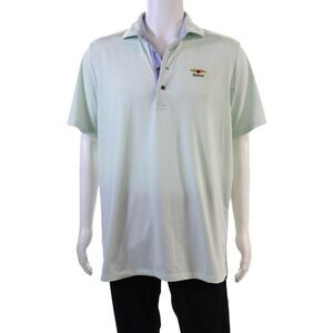 Grayson Mens Striped Short Sleeves Polo Shirt Mint Blue White Size Large